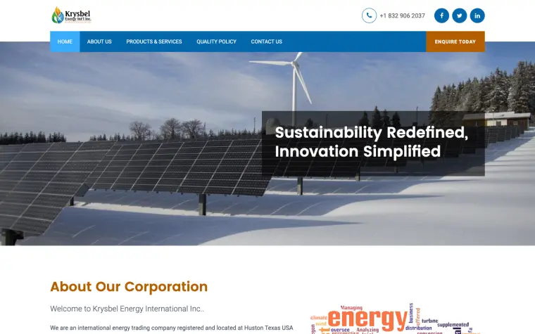 Krysbel Energy website home page