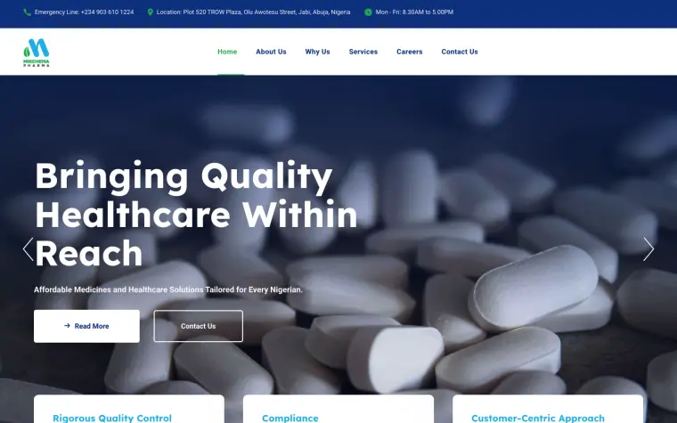 Mikchema Pharma website home page
