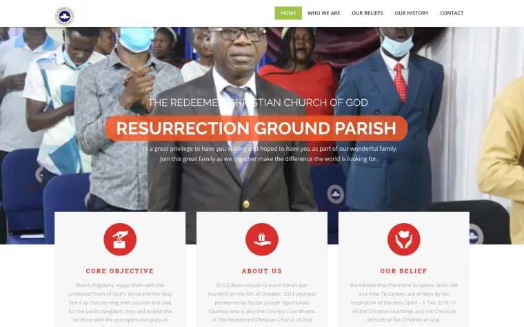 RCCG Resurrection Ground website home page